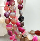 "Smartie" Agate Bead Strands (round flat)