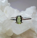 Faceted Moldavite Ring in .925 Sterling Silver (Size 7.75)