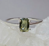 Faceted Moldavite Ring in .925 Sterling Silver (Size 7.75)