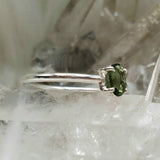 Faceted Moldavite Ring in .925 Sterling Silver (Size 6.5)