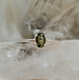 Faceted Moldavite Ring in .925 Sterling Silver (Size 6.25)