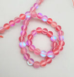 Red Aura Glass (6mm) Round Bead Strand