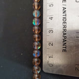 Root Bear Brown Aura Glass (6mm) Round Bead Strand