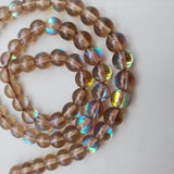 Root Bear Brown Aura Glass (6mm) Round Bead Strand