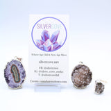 Silver Plated Amethyst Druzy Pendants