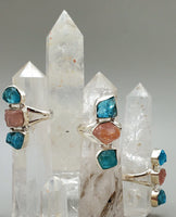 Apatite and Rose Quartz Sterling Silver Ring