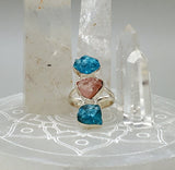 Apatite and Rose Quartz Sterling Silver Ring