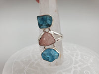 Apatite and Rose Quartz Sterling Silver Ring