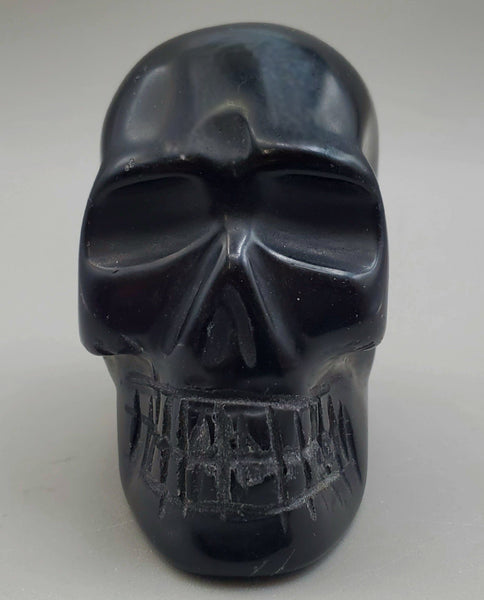 Black Onyx Skull Carving