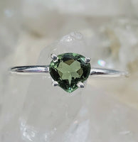 Faceted Moldavite Ring in .925 Sterling Silver (Size 6.6)