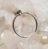 Faceted Moldavite Ring in .925 Sterling Silver (Size 6.6)