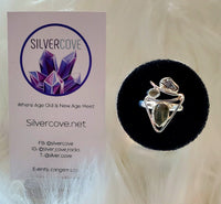 Rough Moldavite, Pakimer Diamond and Meteorite Ring in .925 Sterling Silver (Size 7)