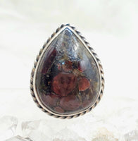 Canadian Staurolite And Garnet Ring in .925 Sterling Silver