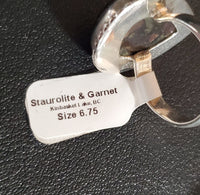 Canadian Staurolite And Garnet Ring in .925 Sterling Silver