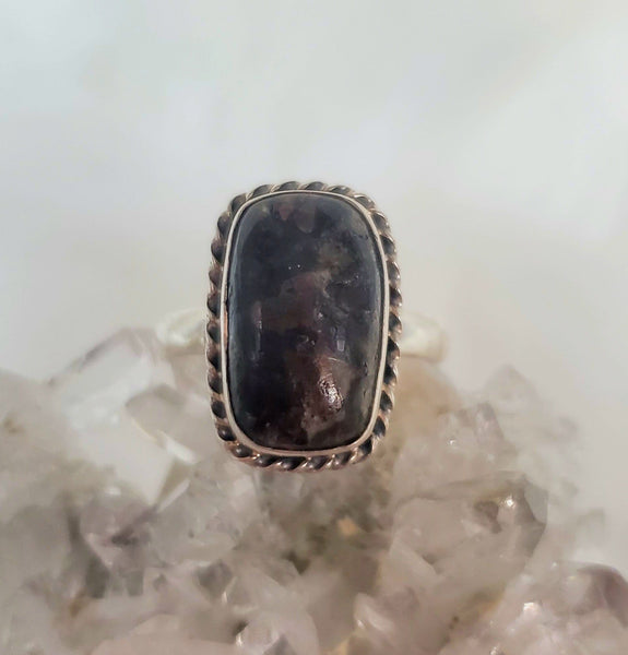 Canadian Staurolite And Garnet Ring in .925 Sterling Silver (size 9.25)