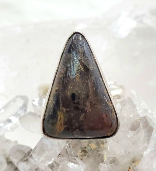 Canadian Staurolite And Garnet Ring in .925 Sterling Silver (size 8.75)