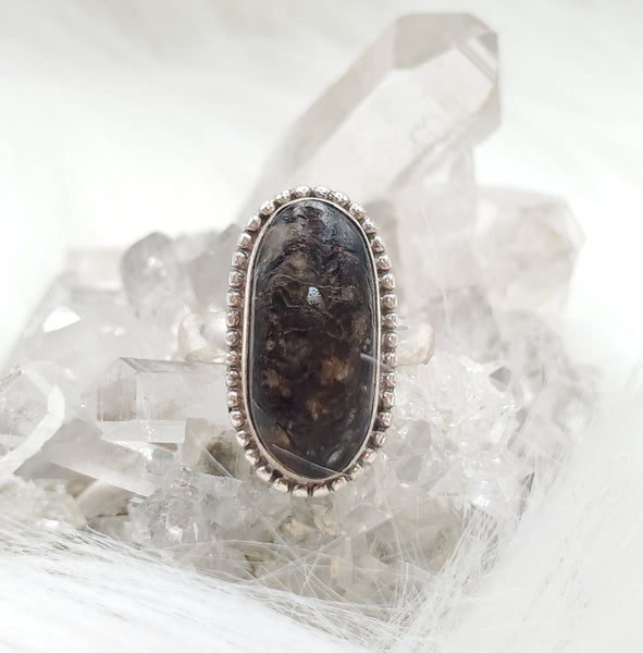 Canadian Staurolite And Garnet Ring in .925 Sterling Silver (size 6)