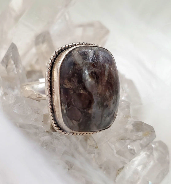 Canadian Staurolite And Garnet Ring in .925 Sterling Silver (size 5.75)