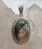 Epidote in Quartz Pendant .925 Stirling Silver