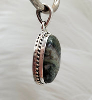 Epidote in Quartz Pendant .925 Stirling Silver