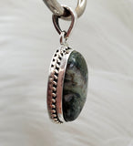 Epidote in Quartz Pendant .925 Stirling Silver
