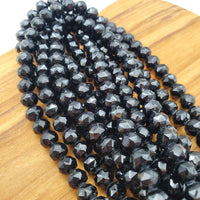 (8mm) Faceted, Black Crystal Bead Strand