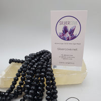 (8mm) Faceted, Black Crystal Bead Strand