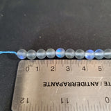 Matte Blue Aura Glass (6mm) Round Bead Strand