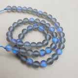 Matte Blue Aura Glass (6mm) Round Bead Strand