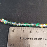 Green Aura Glass (6mm) Round Bead Strand