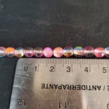 Pink/Peach Aura Glass (6mm) Round Bead Strand