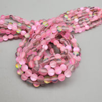 Matte Pink Aura Glass (6mm) Round Bead Strand