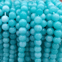 Aqua Blue, Marble Bead (dyed 8mm round)