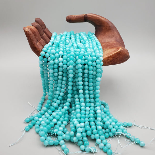 Aqua Blue, Marble Bead (dyed 8mm round)