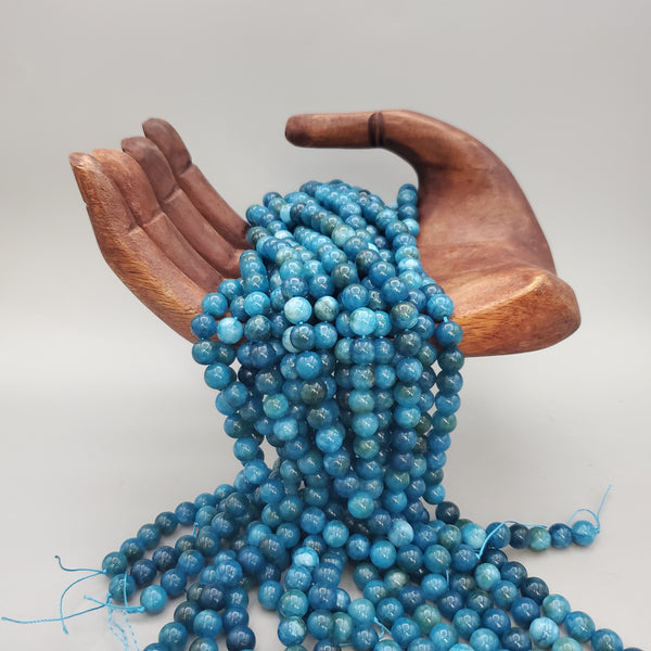 Teal Blue Marble Bead (dyed 10mm round)
