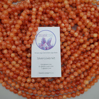 Orange Marble Bead Strand (8mm Dyed Round)