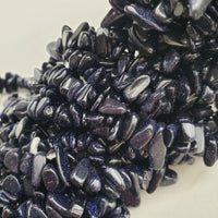 Blue Goldstone Chip Bead, Loop Strand