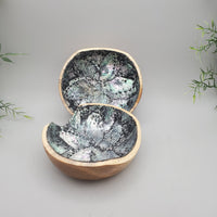 Decorative Abalone Shell and Wood Bowl