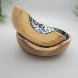 Decorative Abalone Shell and Wood Bowl