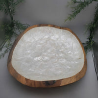 Large Decorative Abalone Shell and Wood Dish
