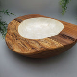 Large Decorative Abalone Shell and Wood Dish