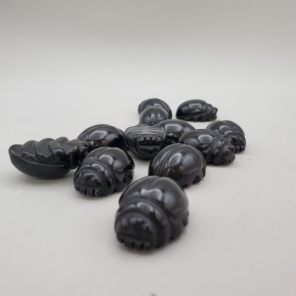 Black Obsidian Beetle Carvings