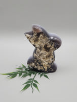 Natural Agate Druzy, Rabbit Carving