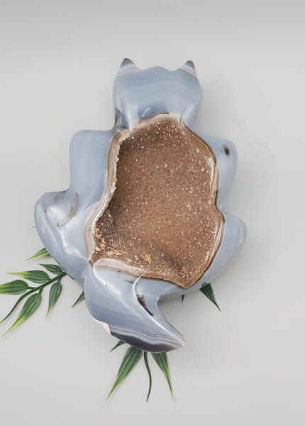 Natural Agate Druzy, Cat Carving
