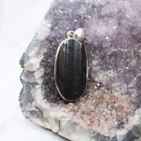 Black Tourmaline Pendant Sterling Silver