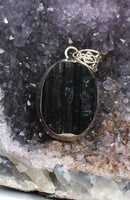 Black Tourmaline Pendant Sterling Silver