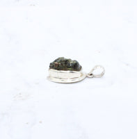 Rough Moldavite in .925 Sterling Silver Pendant
