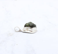 Rough Moldavite in .925 Sterling Silver Pendant