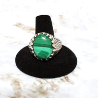 Malachite Sterling Silver Ring (Size 14.75)