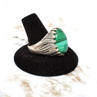 Malachite Sterling Silver Ring (Size 14.75)